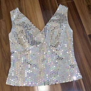 Size 8 Trixi Schober sequin sleeveless V-neck top